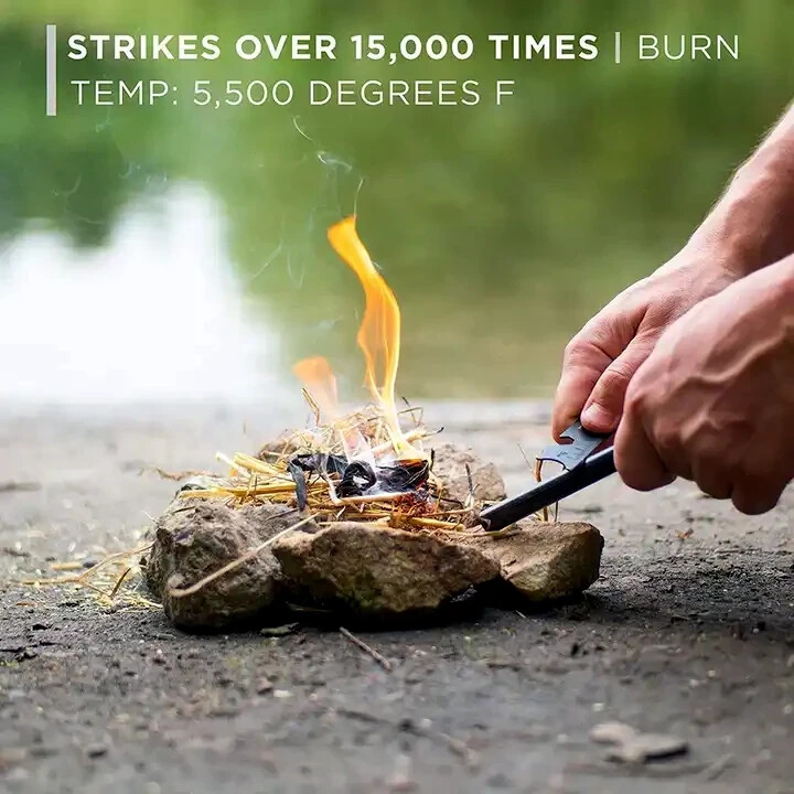 HUGE FERRO ROD Emergency FIRE STARTER Flint & Military Paracord Survival Camping