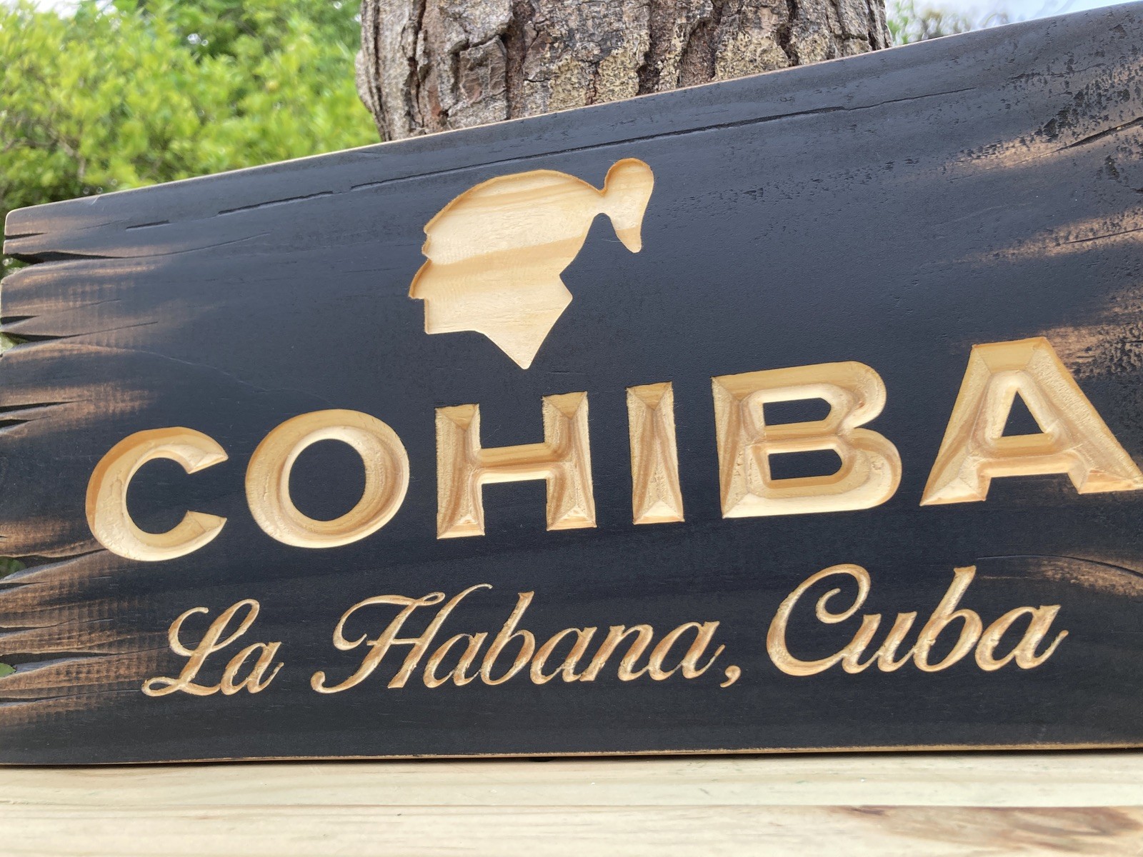 Cohiba Cigar Lounge Whiskey Bar Bourbon Wood Sign Carved Tavern Antique Look