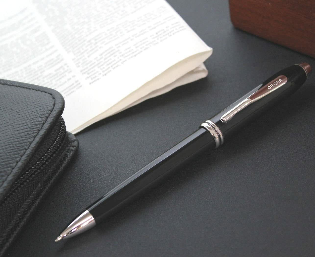 CROSS TOWNSEND BLACK BALL PEN WITH RHODIUM-PLATED APPOINTMENTS (AT0042-4)