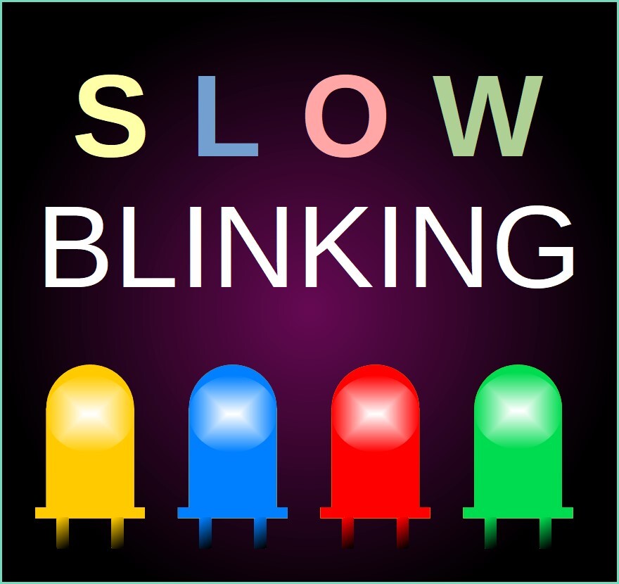 Slow Blinking LEDs Flashing Diffused  Flash 5mm LED Red Blue Yellow Green *100*