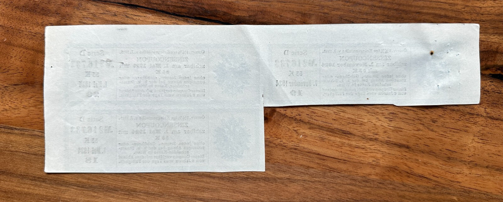 One (1) Austria 55 Kronen 5.5% war loan interest coupon (Zinsencoupon) 1924