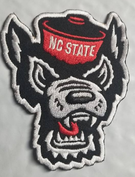 Embroidered NC State University Wolfpack Patch approx 2.75 X 3.5"