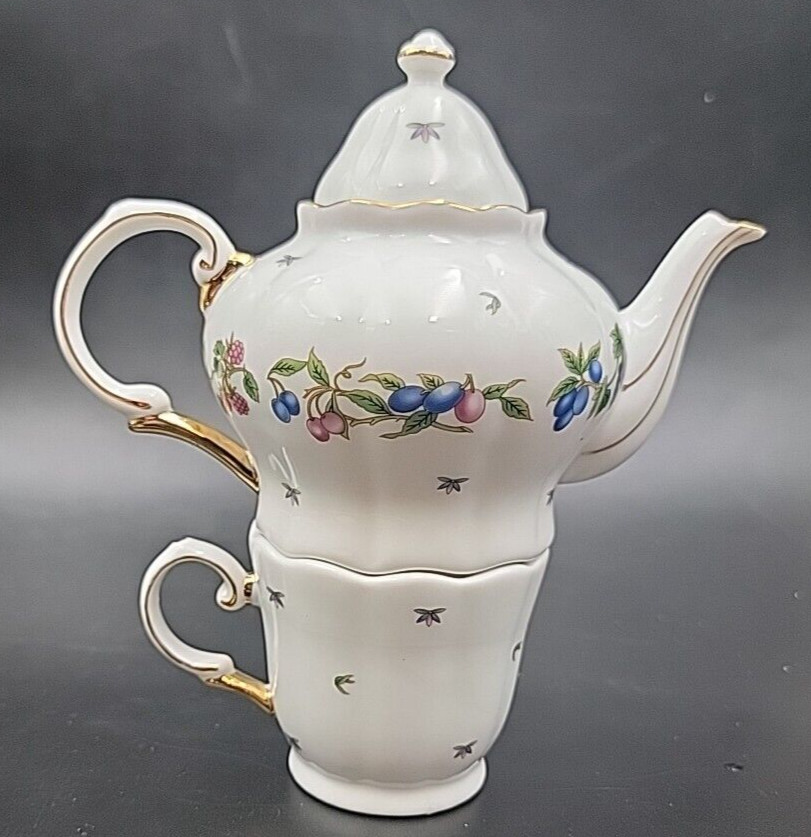 Fruit Basket Porcelain Tea For One Set - EUC