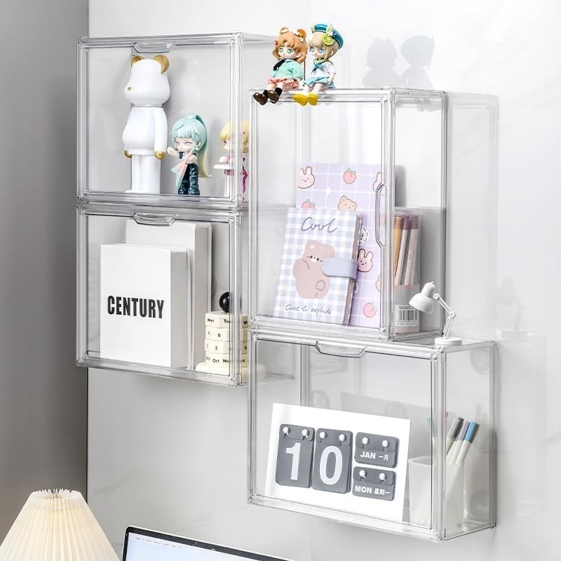 Adjustable 3-Tier Display Case with Stacking Capability for Collectibles