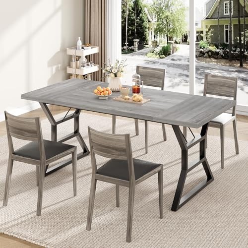 70.9 in Large Dining Room Table for 6, Rectangular Kitchen Table with Grey