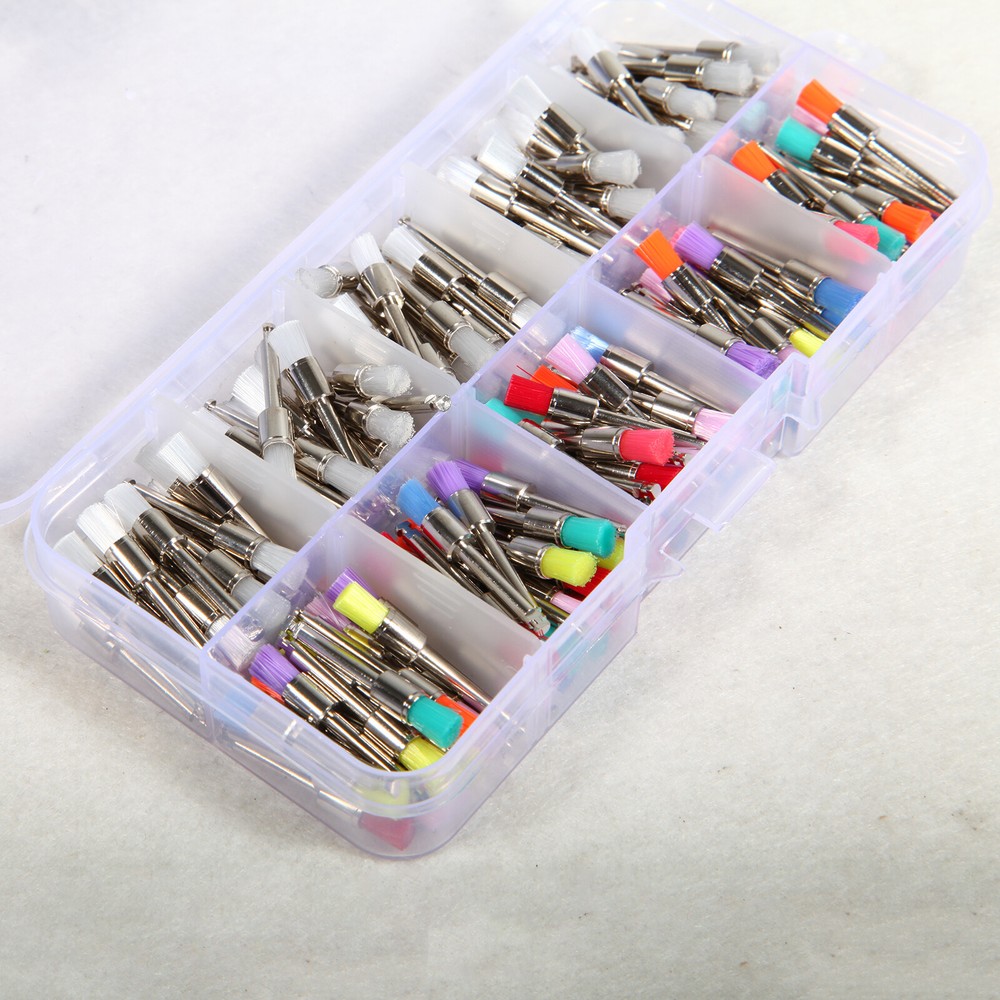 200pcs Mixed Dental latch type prophy polishing brush flat E-type Brushes