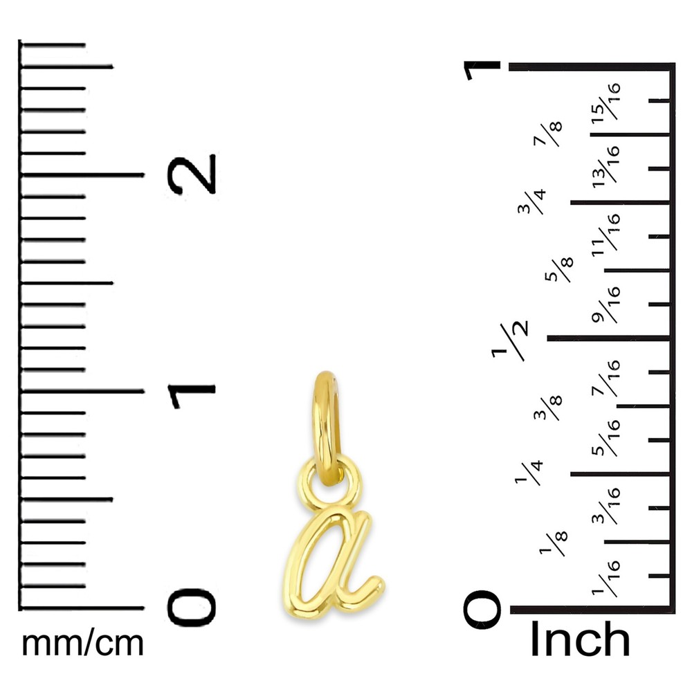 Solid Gold Lowercase Initial Charm in 10k or 14k, Tiny Letter Charm for Bracelet