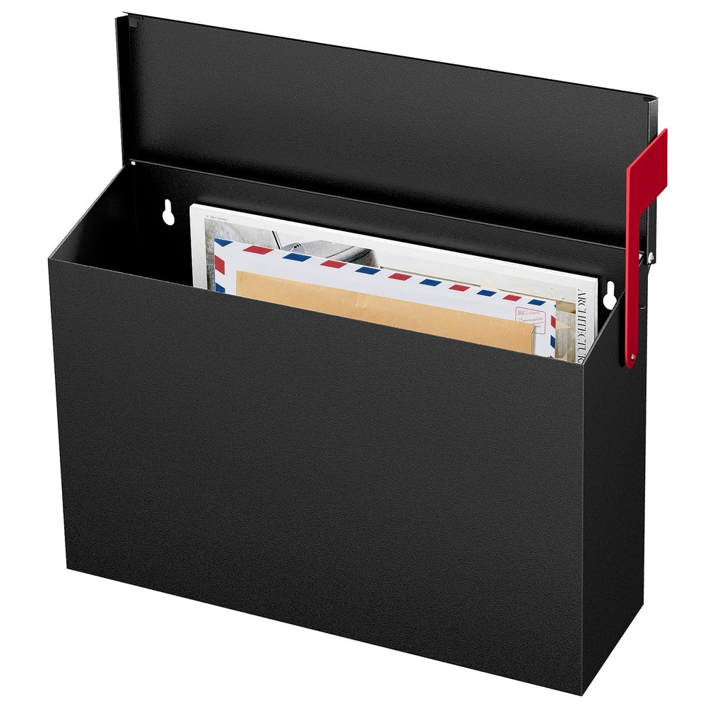 VERSASKY Wall-Mount Mailbox for Outside, Large Capacity Rust-Proof Mail Black
