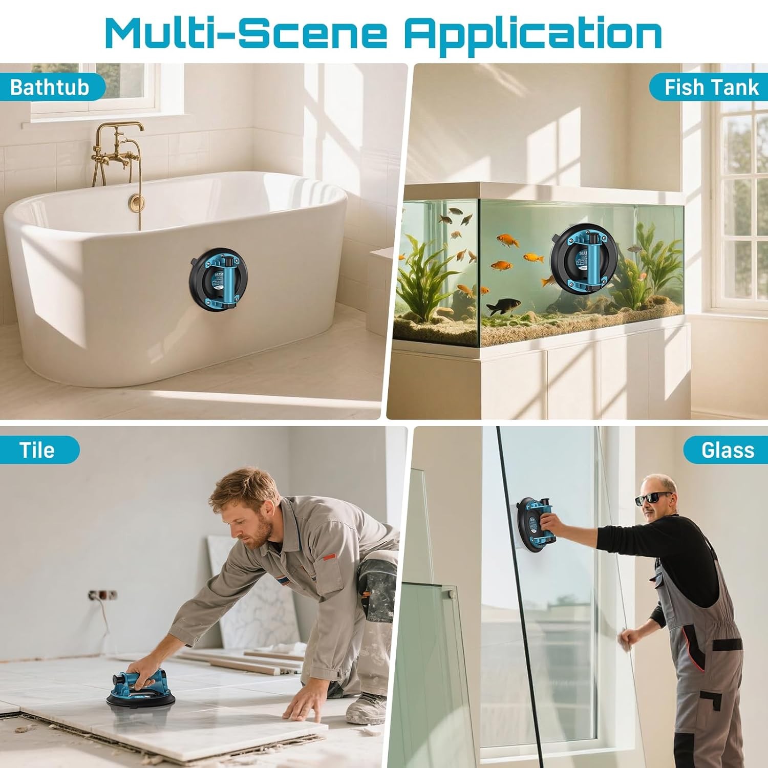 SEESII 8" Lifting Vacuum Suction Cup Lifter 200KG Heavy Duty Handle Lifter 2Pack