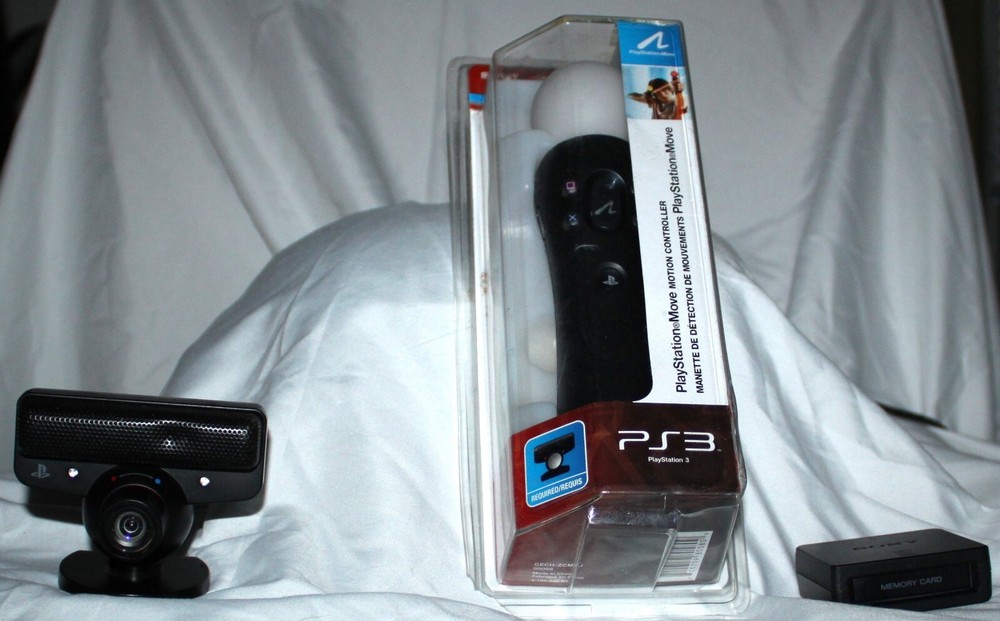 Sony Playstation 3 Motion Controller, Camera, and Sony Memory Card Adapter