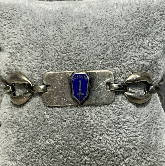 WW2 US Army Infantry School Sterling Silver Follow Me 6.75” Sweetheart Bracelet