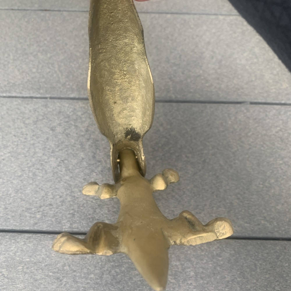 Vintage Brass Alligator / Crocodile Nutcracker 10"