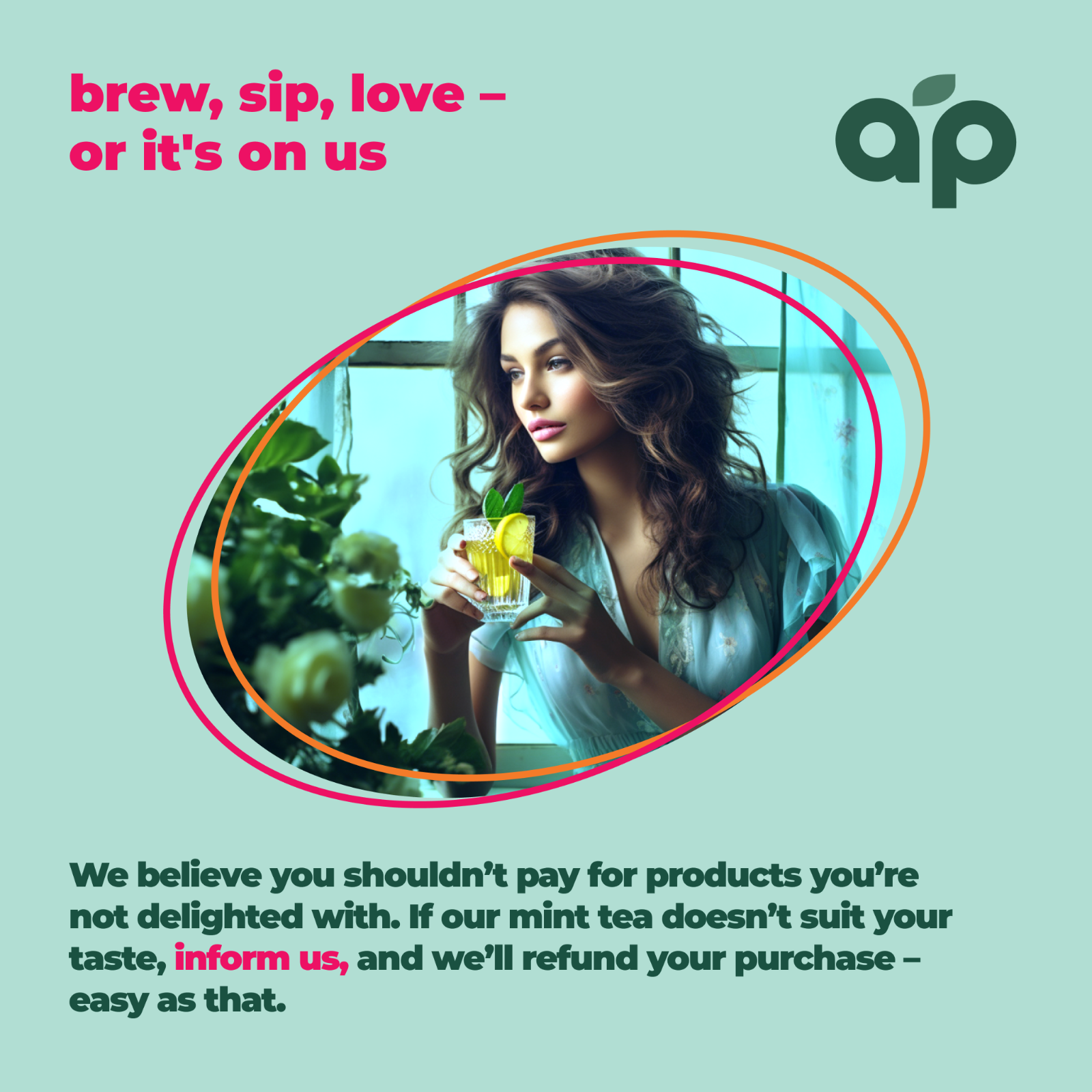 Pure Peppermint Tea - no stems, 100% Natural Herbal Tea, 60 bags, USA seller