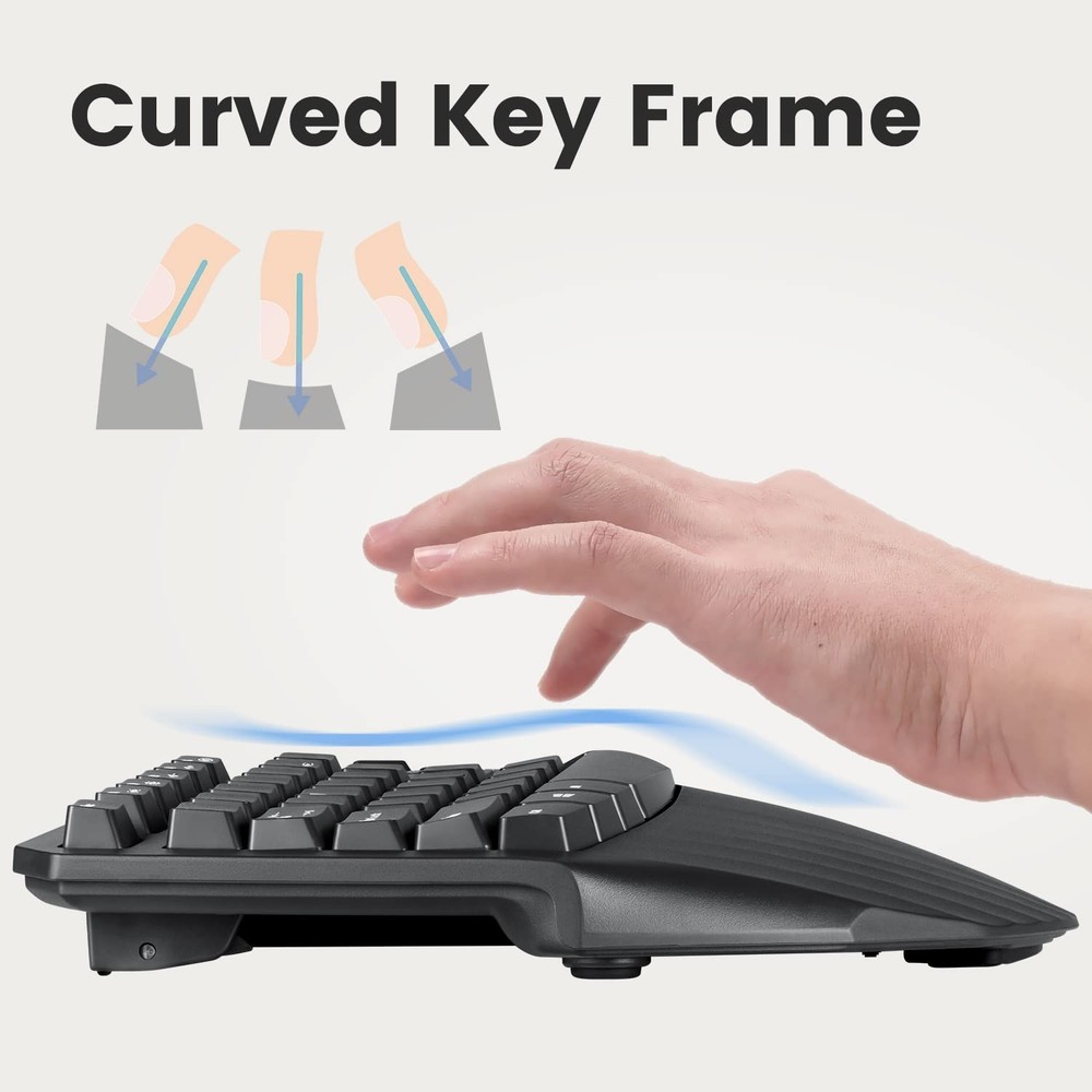 Wireless Ergonomic Compact Keyboard & 6-Button Vertical Mouse Bundle - Black