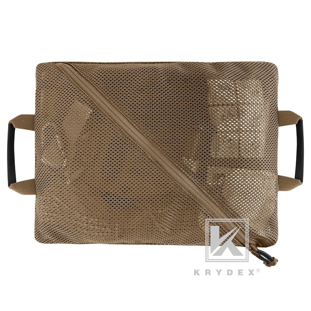 KRYDEX 2pcs Tactical Mesh Pouch Set Modular Storage Organizer Pockets Coyote