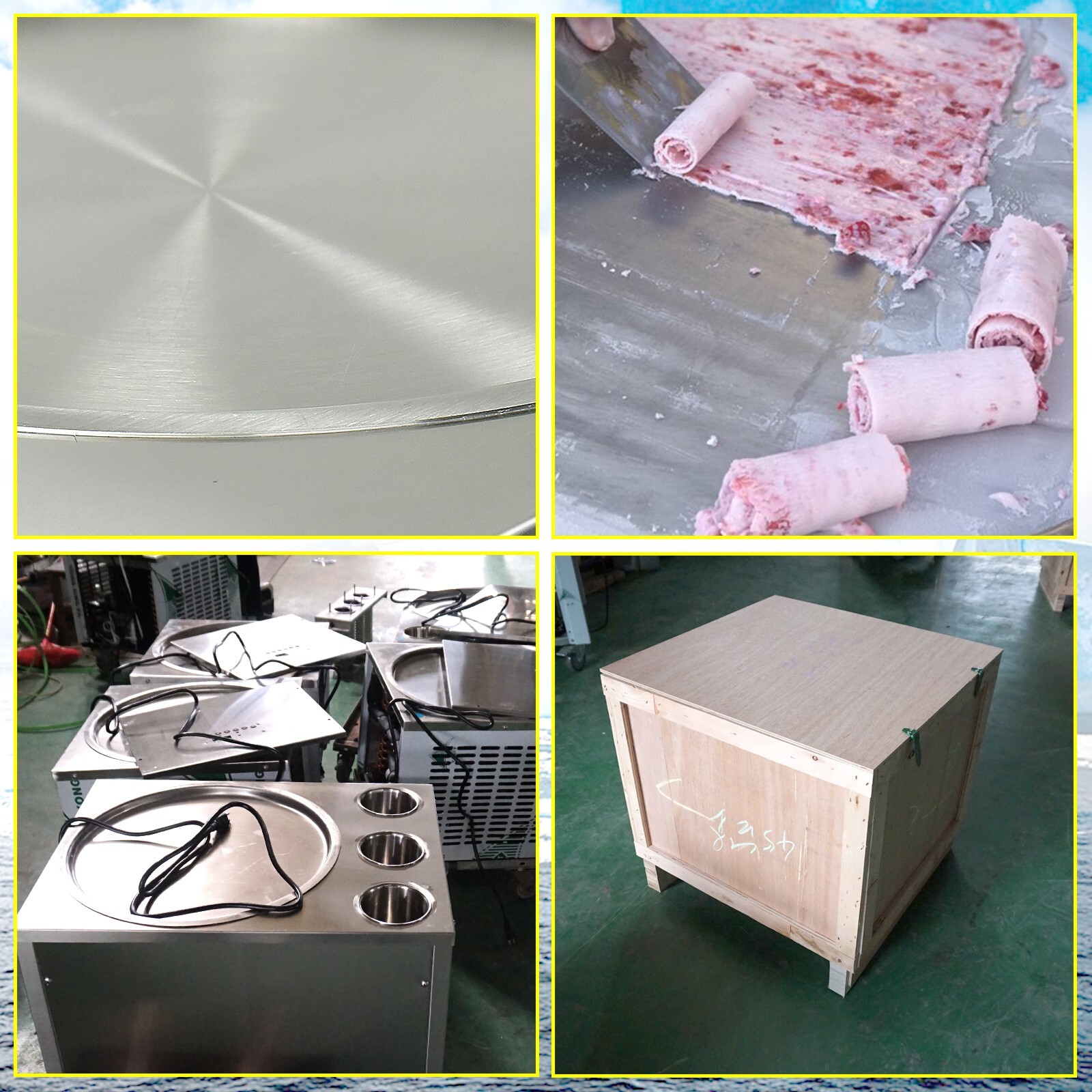 110V Countertop 45cm (18") single round pan with 3 tanks fried ice cream machine