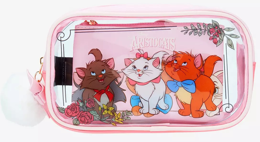 NEW Disney The Aristocats Kittens 3pc Cosmetic Travel Makeup Pen Pencil Bag Set