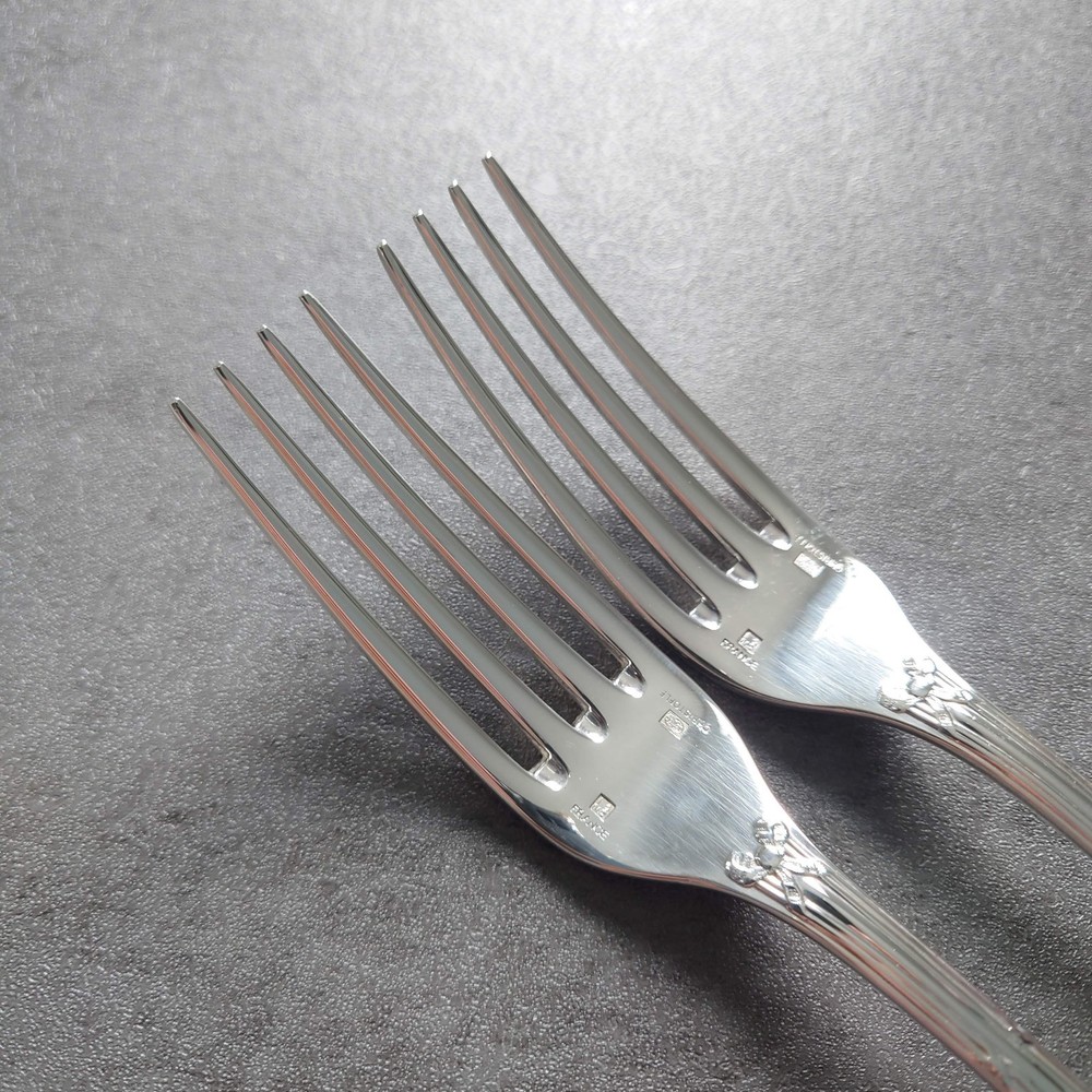 Christofle Rubans Table Fork 2pcs Silverplate Flatware Excellent