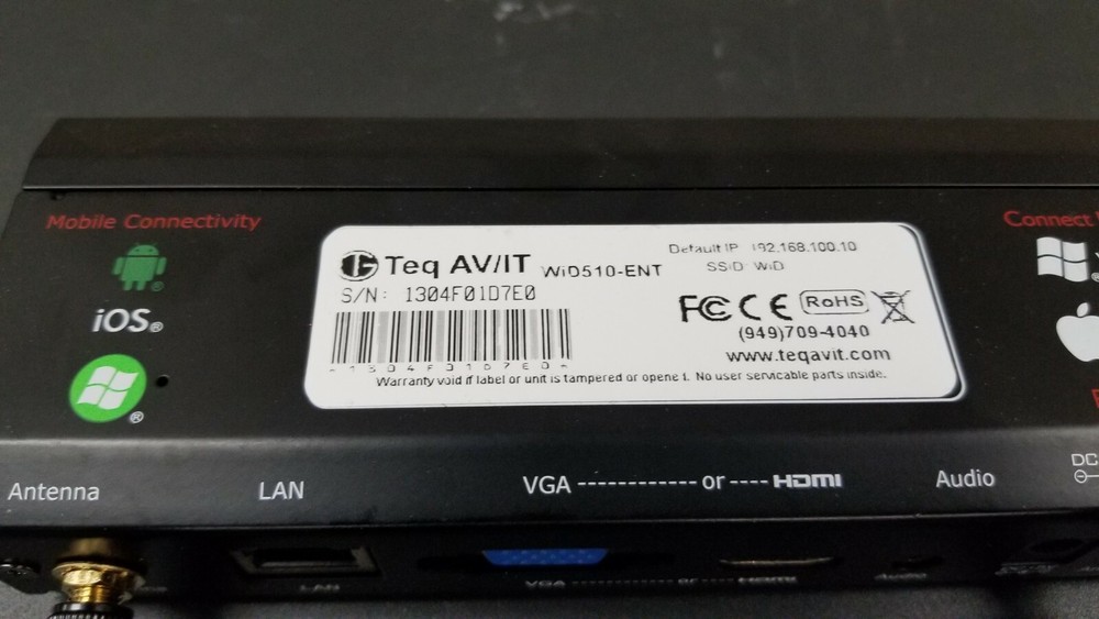 Teq AVIT WID510-ENT Wireless Device Presentation System with Dongle