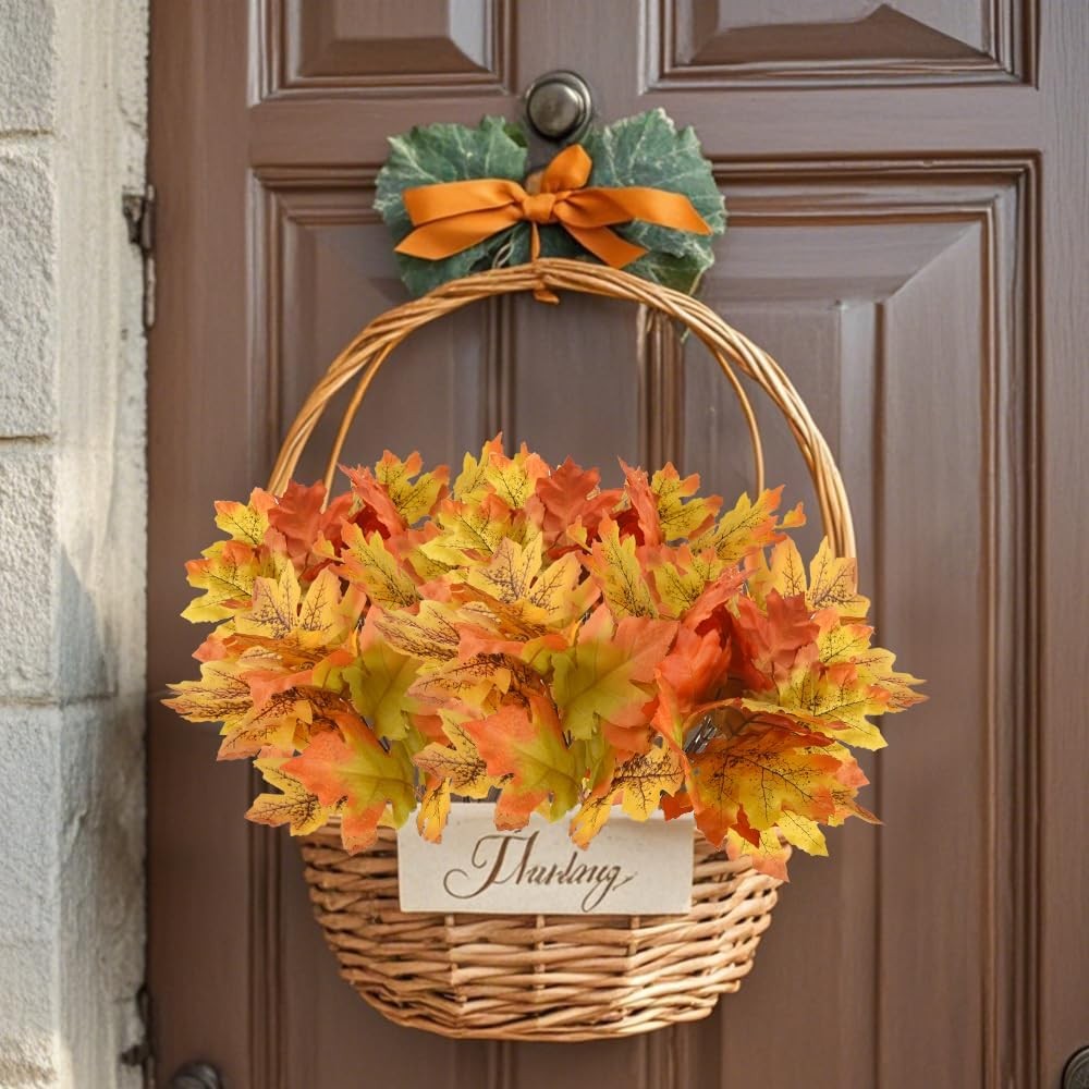 Artificial Maple Leaves Branches, 20 Pcs Fall for Orange