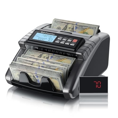 High-Speed Money Counter Machine - Value Counting, UV & MG Detection, LCD Displa