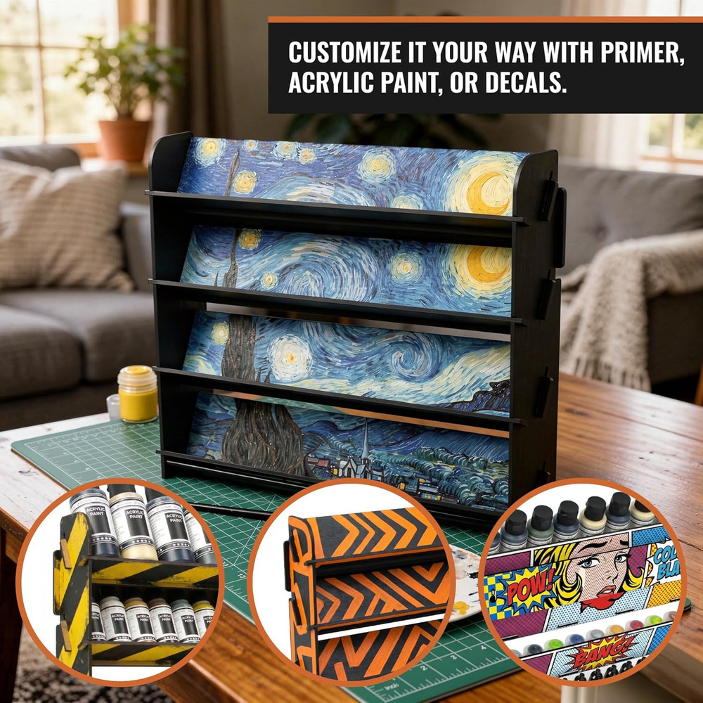 Universal Wall Paint Organizer for Miniatures & Modeling, Vertical Paint Shelf w