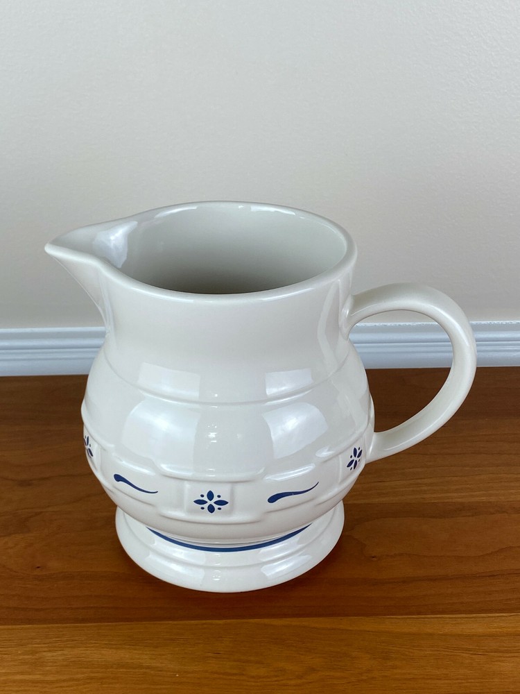 Longaberger WOVEN TRADITIONS CLASSIC BLUE 64 oz 7" Pitcher: MINT