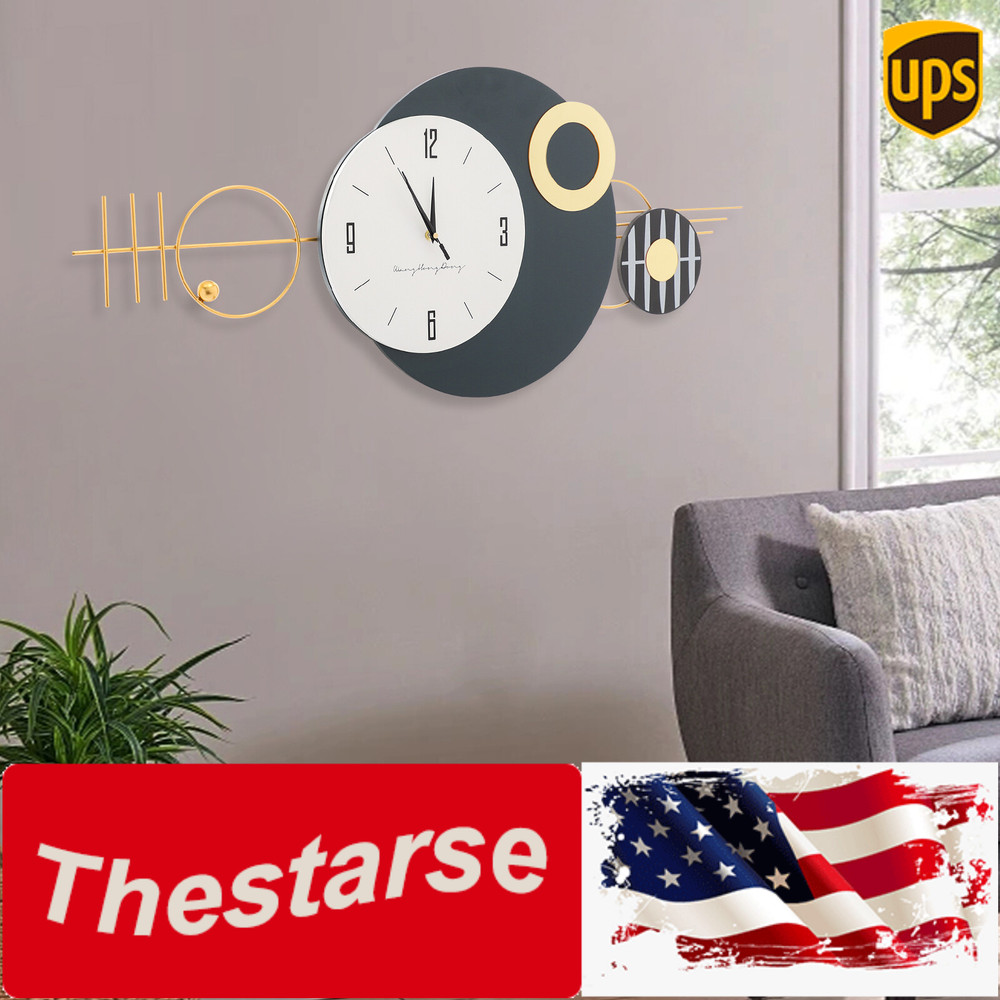 Wall Clock, Modern Decorative Art Clock, Battery Powered Metal Wall Decor Clock