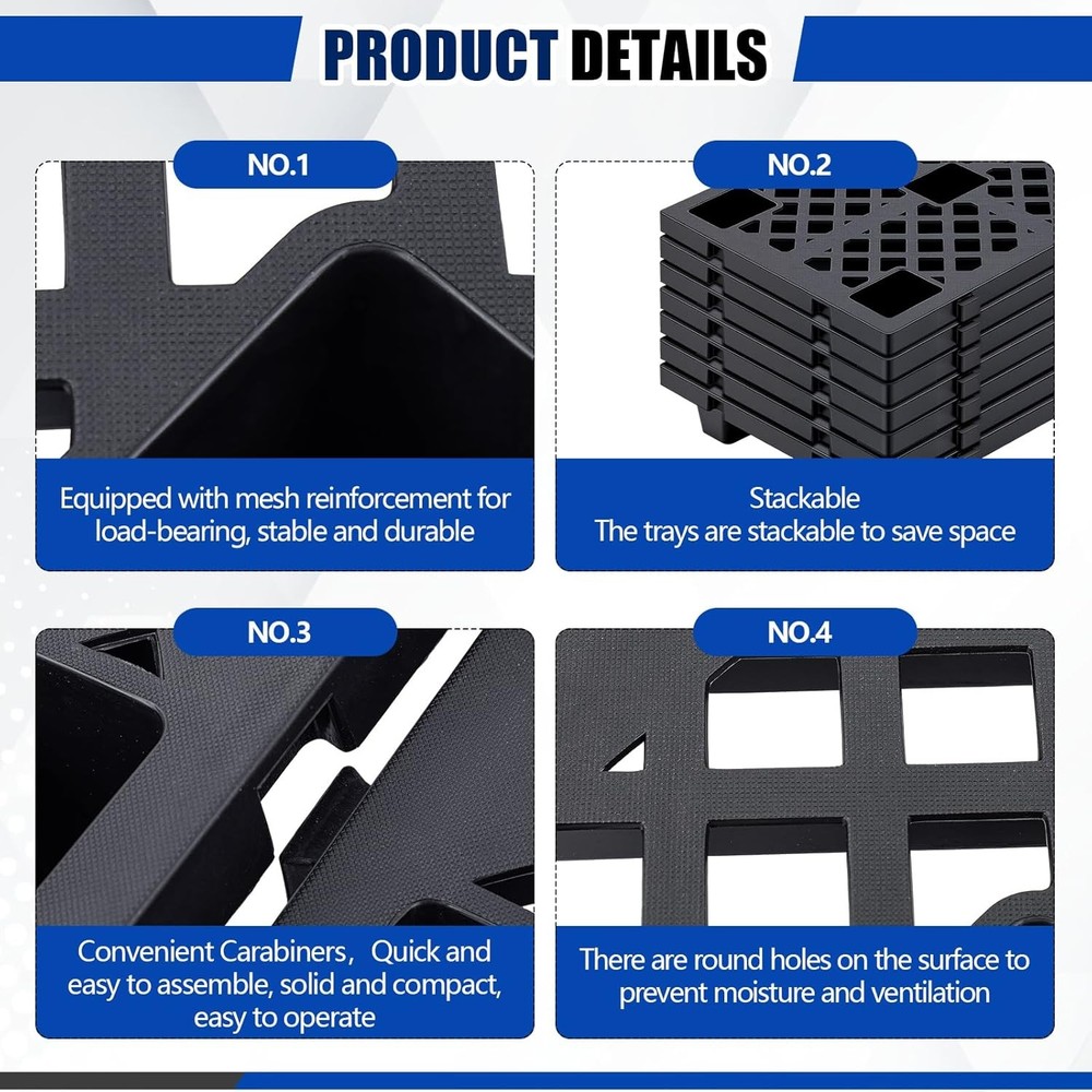 8Pcs Plastic Pallet Modular Stackable Ventilation Pallet 2200lbs Capacity