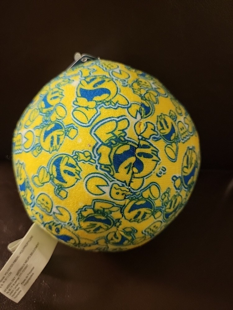 Pac Man 4.5" Yellow & Blue Stuffed Ball Plush