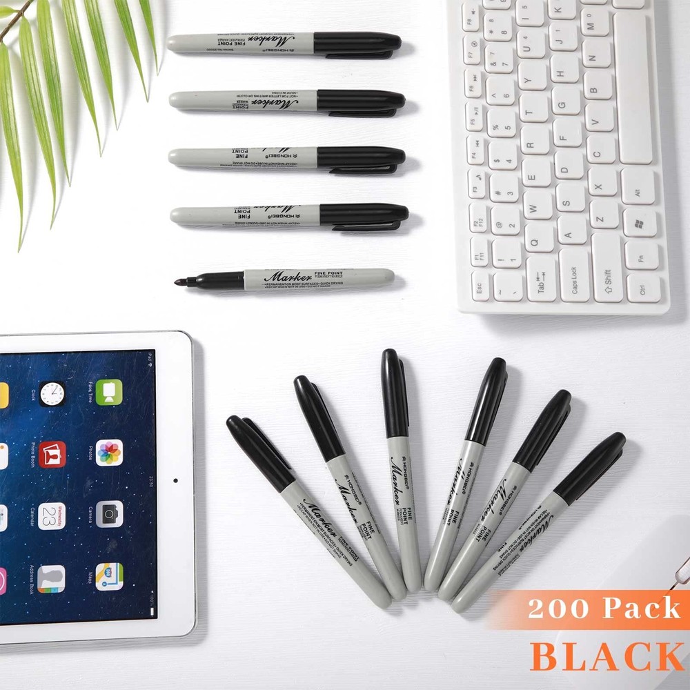 200 Pack Permanent Markers Bulk Permanent Marker Set Fine Point Marker Pens W...