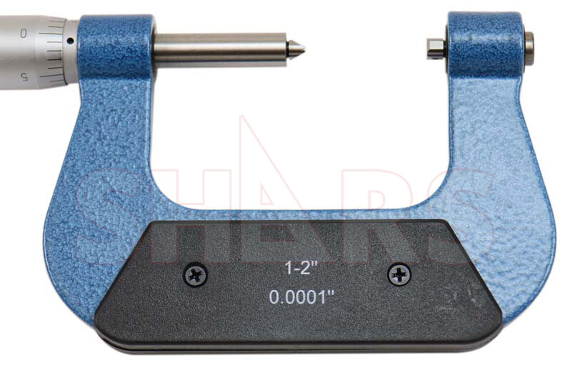 SHARS 1-2" Screw Thread Micrometer .0001" Graduation Anvil NEW P}