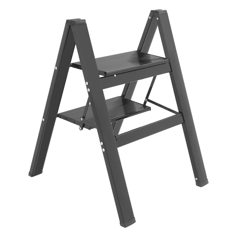 Black A-shaped Folding 2-Step Ladder Foldable Step Ladder 661.39lbs