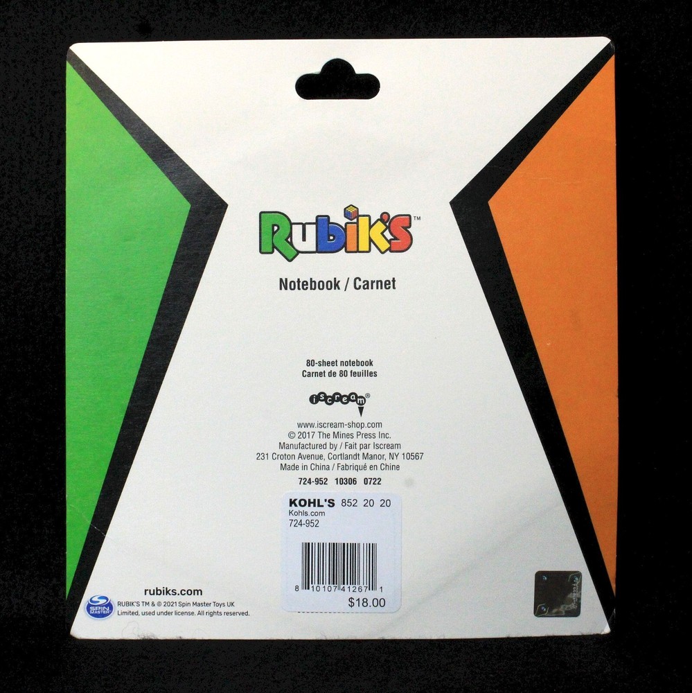 Rubik's Cube Shaped Notebook Notepad by Spin Master - 80 Sheet - BNIP