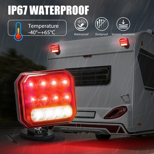 2X Wireless Trailer Lights Magnetic LED Tow Light Turn Signal Brake Reverse Stop