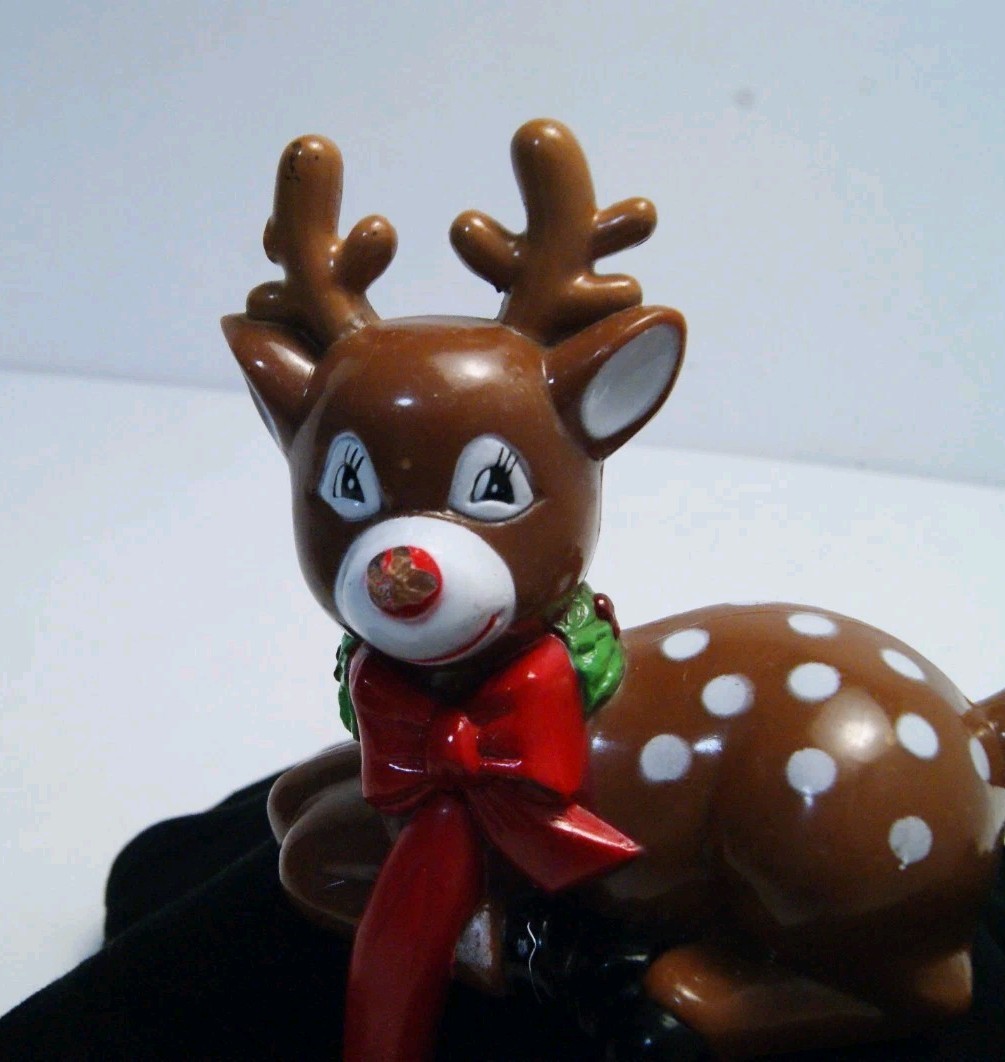 Vintage 1980s Plastic Holiday Stocking Hanger Set – Santa Snowman Reindeer READ