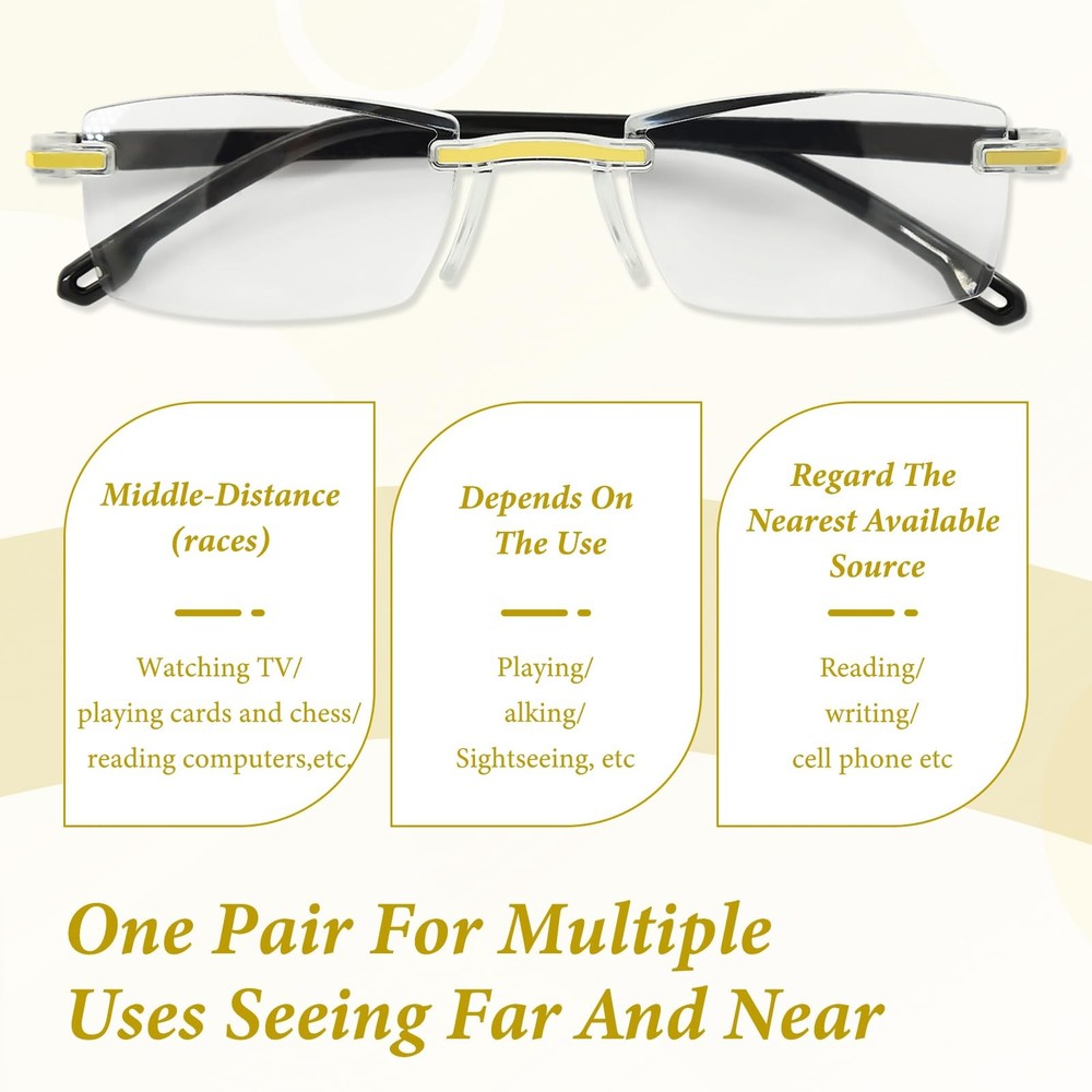 2 Pcs Auto Focus Glasses, Automatic Zoom Reading Intelligent Self Adjusting P...