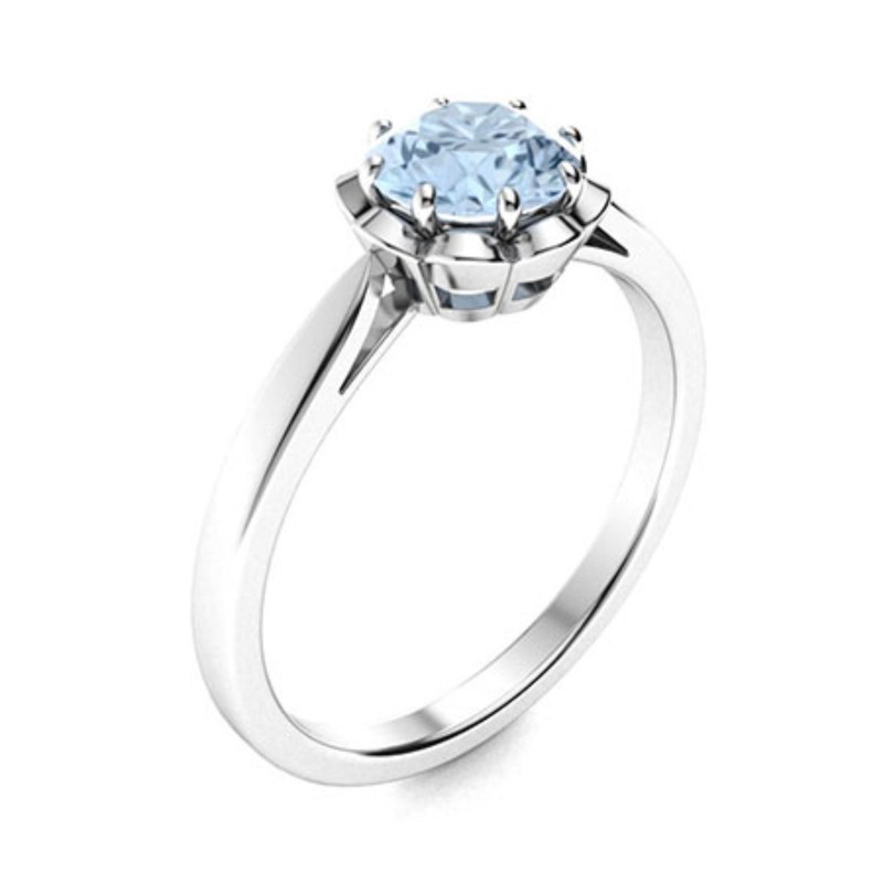 Natural Aquamarine Statement Engagement Solitaire Ring Sterling Silver