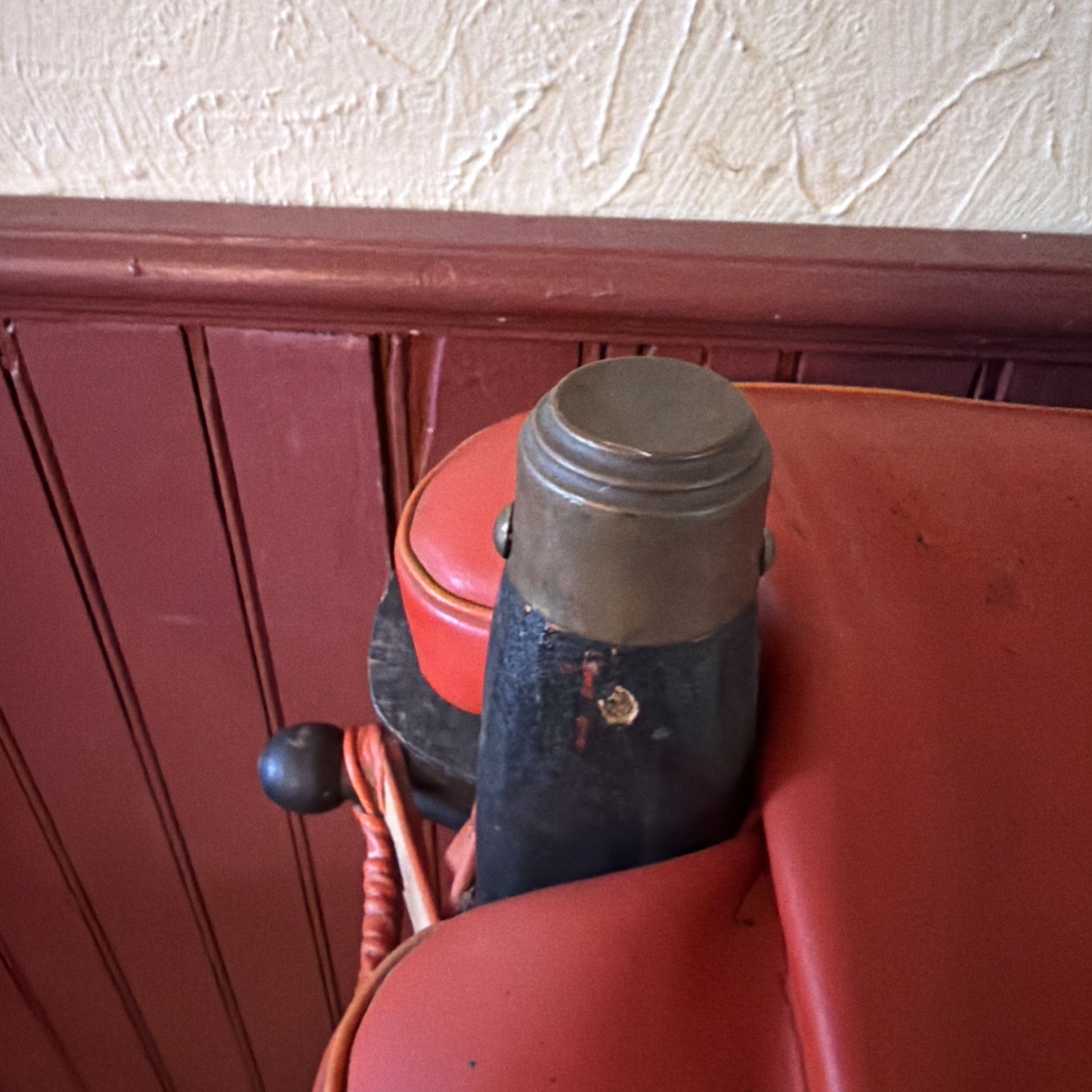 Vintage TURKISH Camel Head Pommel Padded Saddle Stool, Footstool. 23.5” X 18.5”.