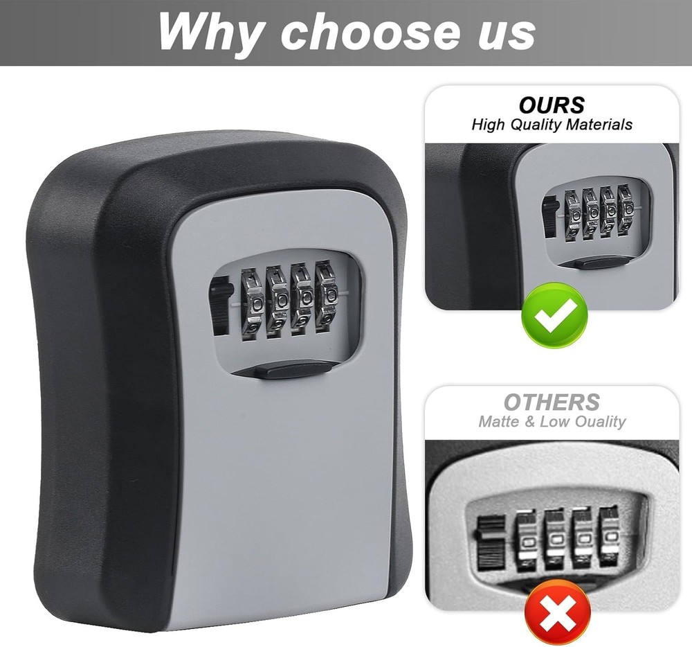 Key Lock Box for Outside Wall Mount, Waterproof Spare Key Storage Box