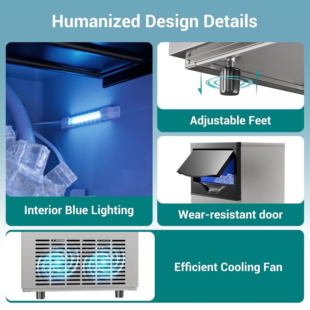 120LBS/24H Commercial Ice Maker Machine, Under Counter Ice Maker