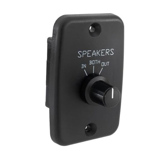 RV Speaker Switch 3-Position Control Panel | Labeled Twist Knob | Play Audio