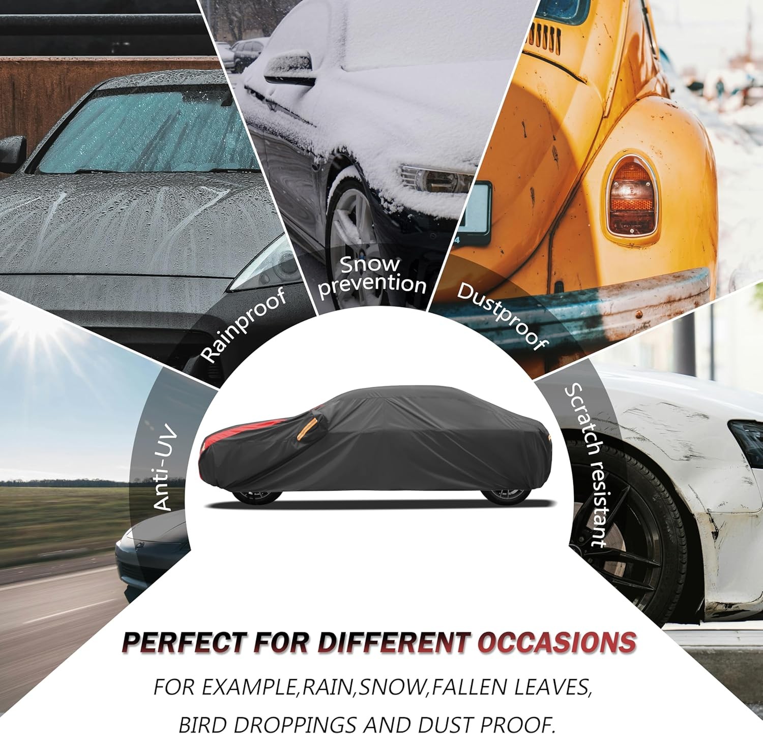 Car Cover Waterproof All Weather for Automobiles (1 Sedan Car Cover, A3 Fit Seda