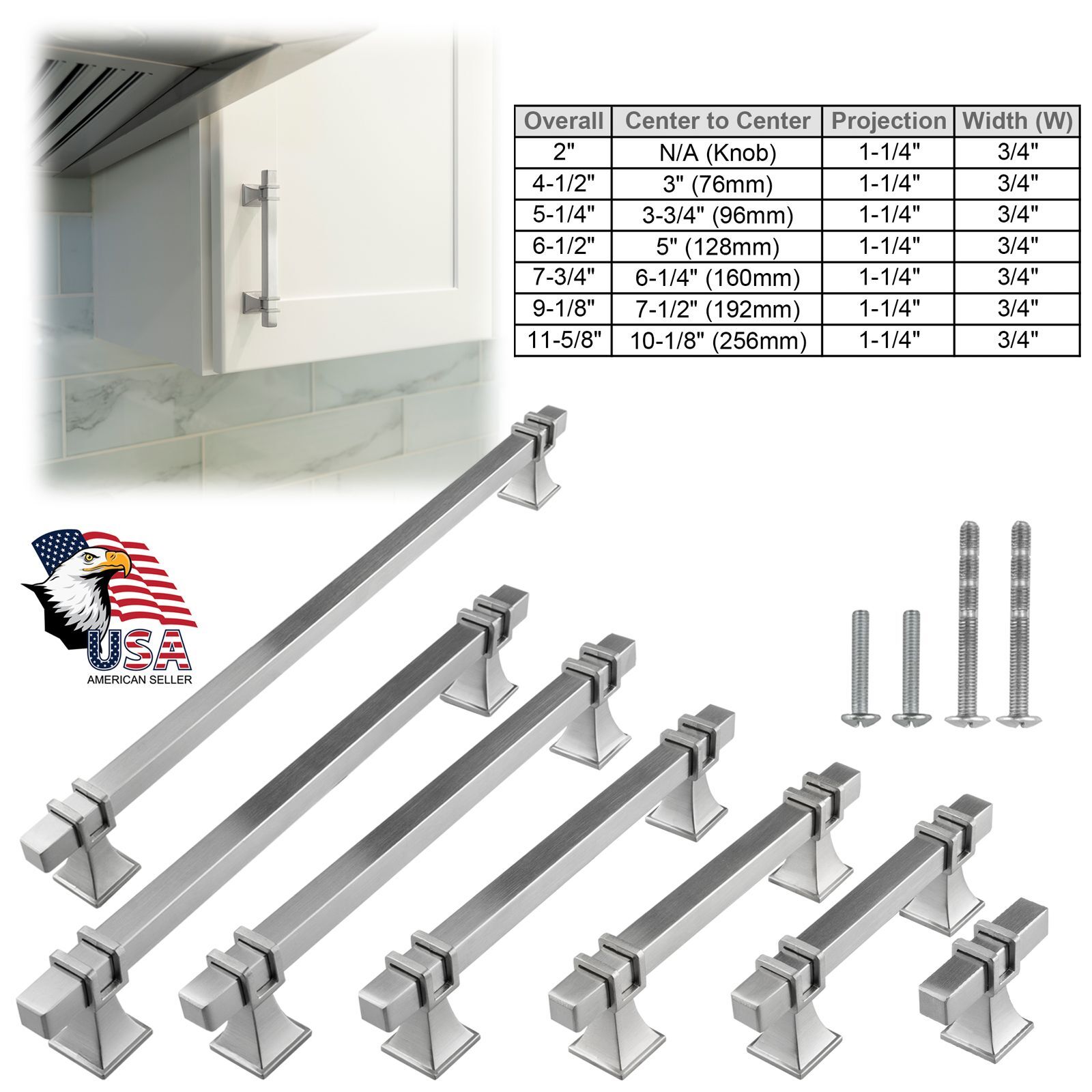 Brushed Nickel Traditional Kitchen Cabinet Handles Pulls Knobs Stainless Steel