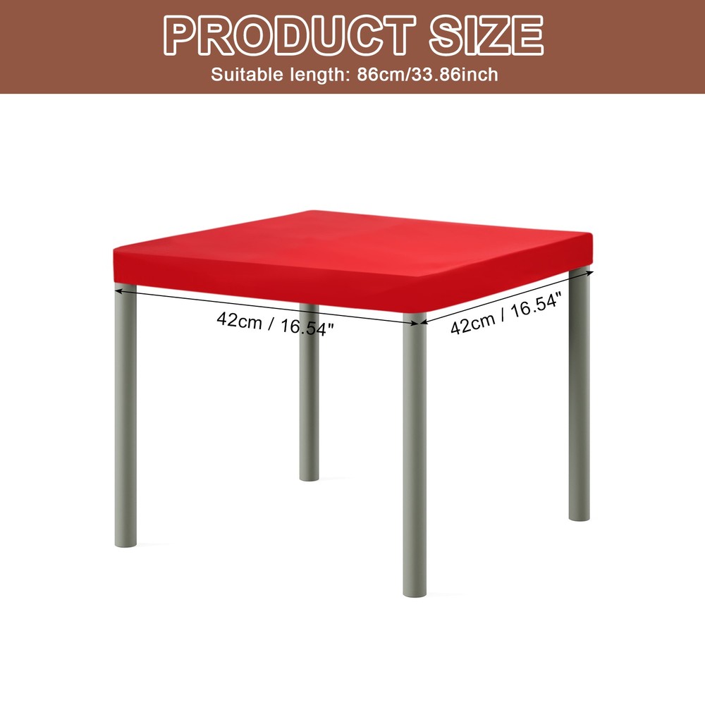Picnic Table Cloth, 34"x34" Square Elastic Fitted Tablecloths, Red