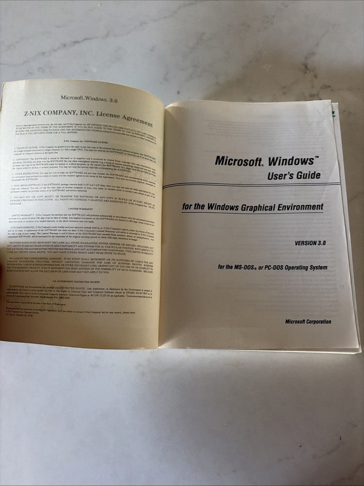 1990 Microsoft Windows Graphical Environment 3.0 MS-DOS PC-DOS User's Guide