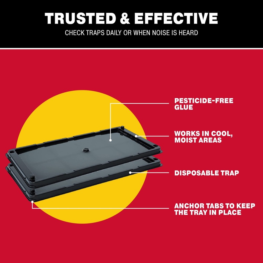 Catchmaster Heavy Duty Solid Glue Traps, 2 Count - for Rats, Mice & Insects