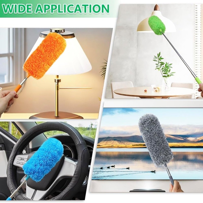Extendable Microfiber Duster Washable Bendable Handheld Dust Cleaner 4 Pack New