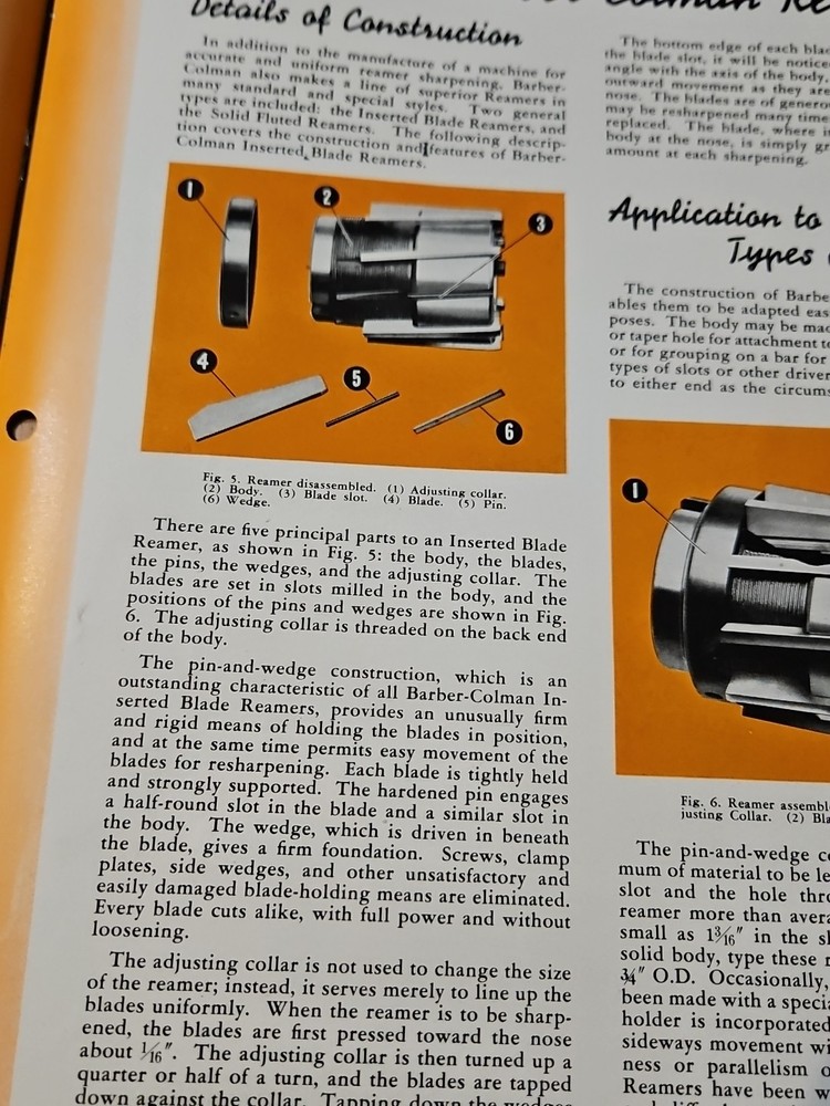 BARBER COLMAN REAMING REAMER SHARPENING MACHINE B C RARE CATALOG