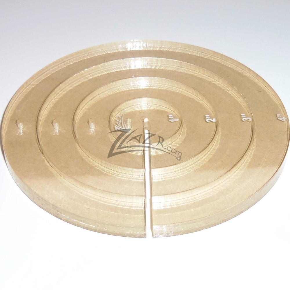 1,2,3 & 4" THICK SLOTTED Acrylic Circle Template Plastic Nested LongArm Quilting